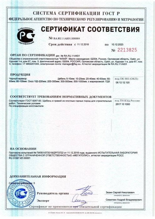Сертификат на черный мрамор в Тамбове 
